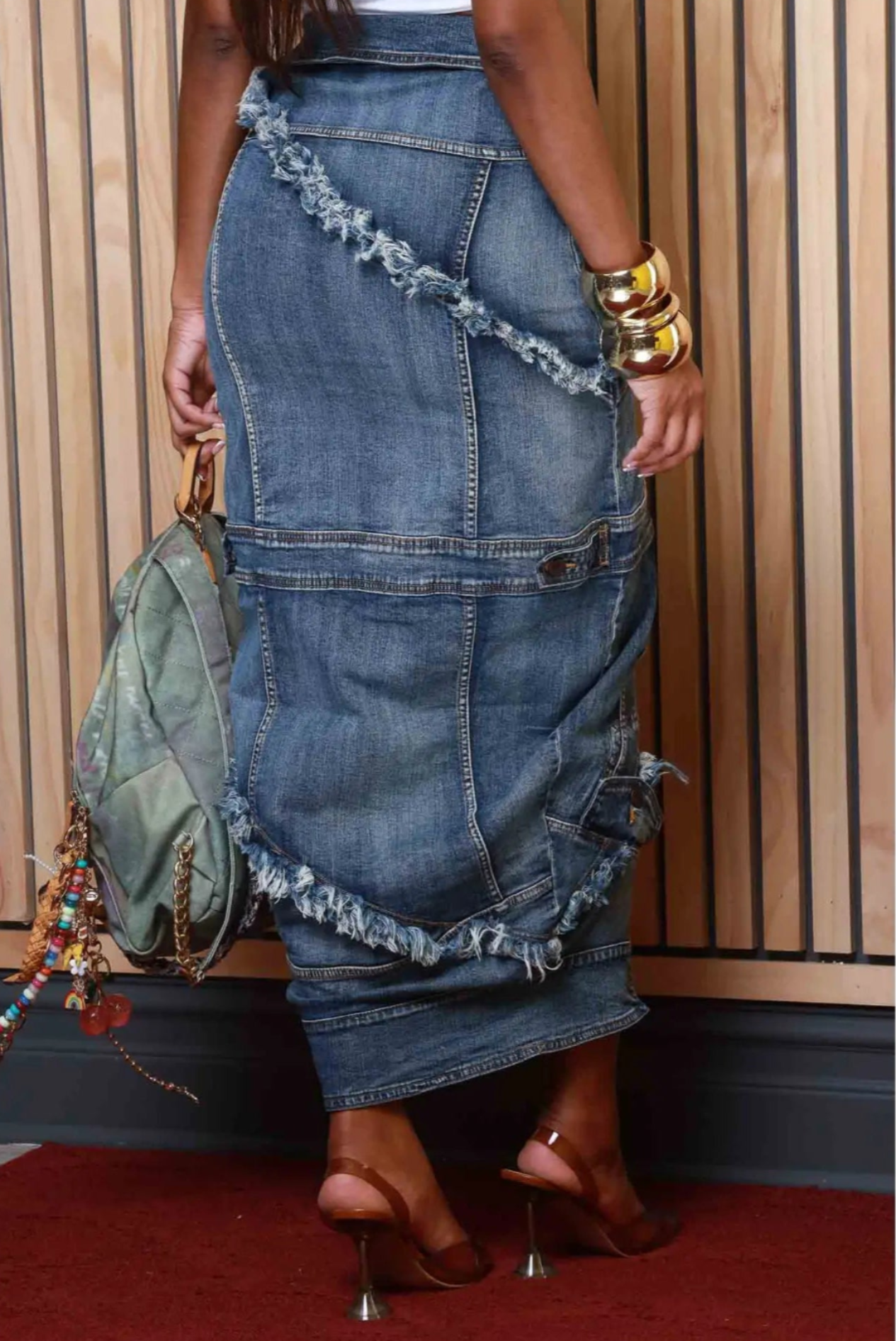 Cut The Check Denim Skirt